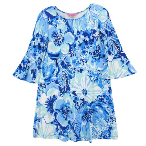 LILLY PULITZER Ophelia Dress Catch n Keep Coastal Blue Stretch Jersey XS - Picture 1 of 6